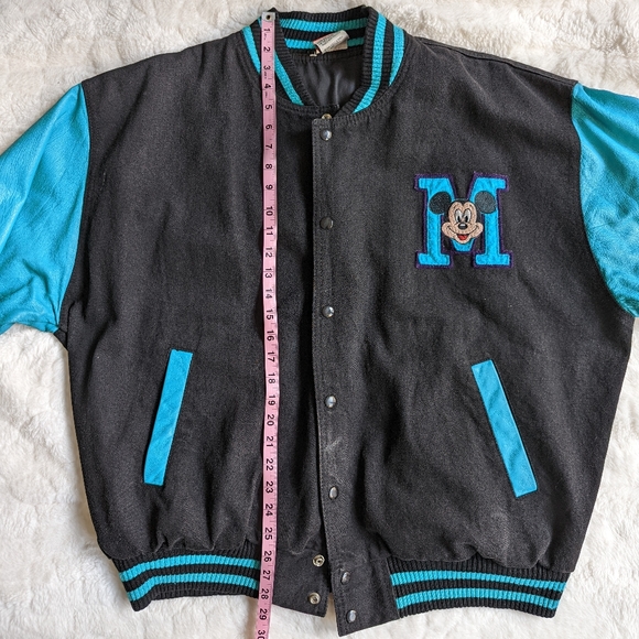Teal & Purple 90s Mickey Mouse Disney letterman's jacket unisex large - Picture 1 of 16